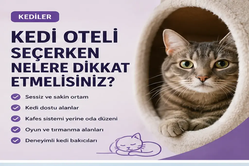 Kedi oteli seçerken sakin ortam kedi dostu alanlar ve deneyimli bakıcılar